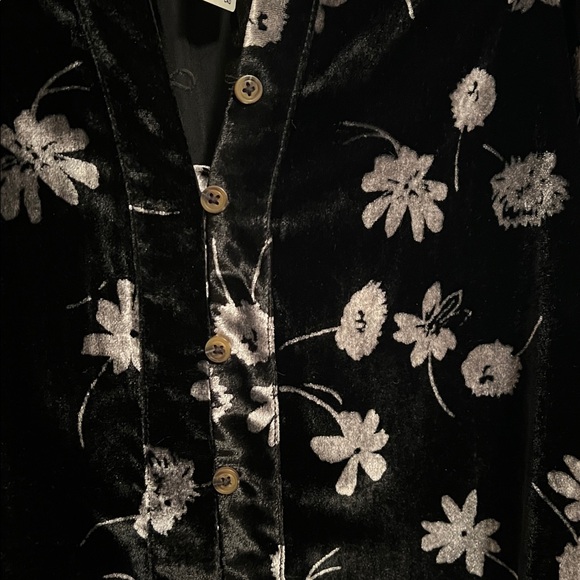 Pilcro *Anthropologie* Keira Black Velvet button front blouse - Picture 6 of 8